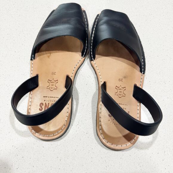 Pons Avarcas Classic Style black leather sandals Size 39/8.5 - Picture 2 of 7